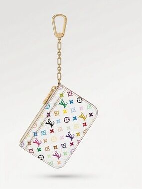 LV Takashi Murakami White Multicolore Key Pouch Coin Purse Vintage